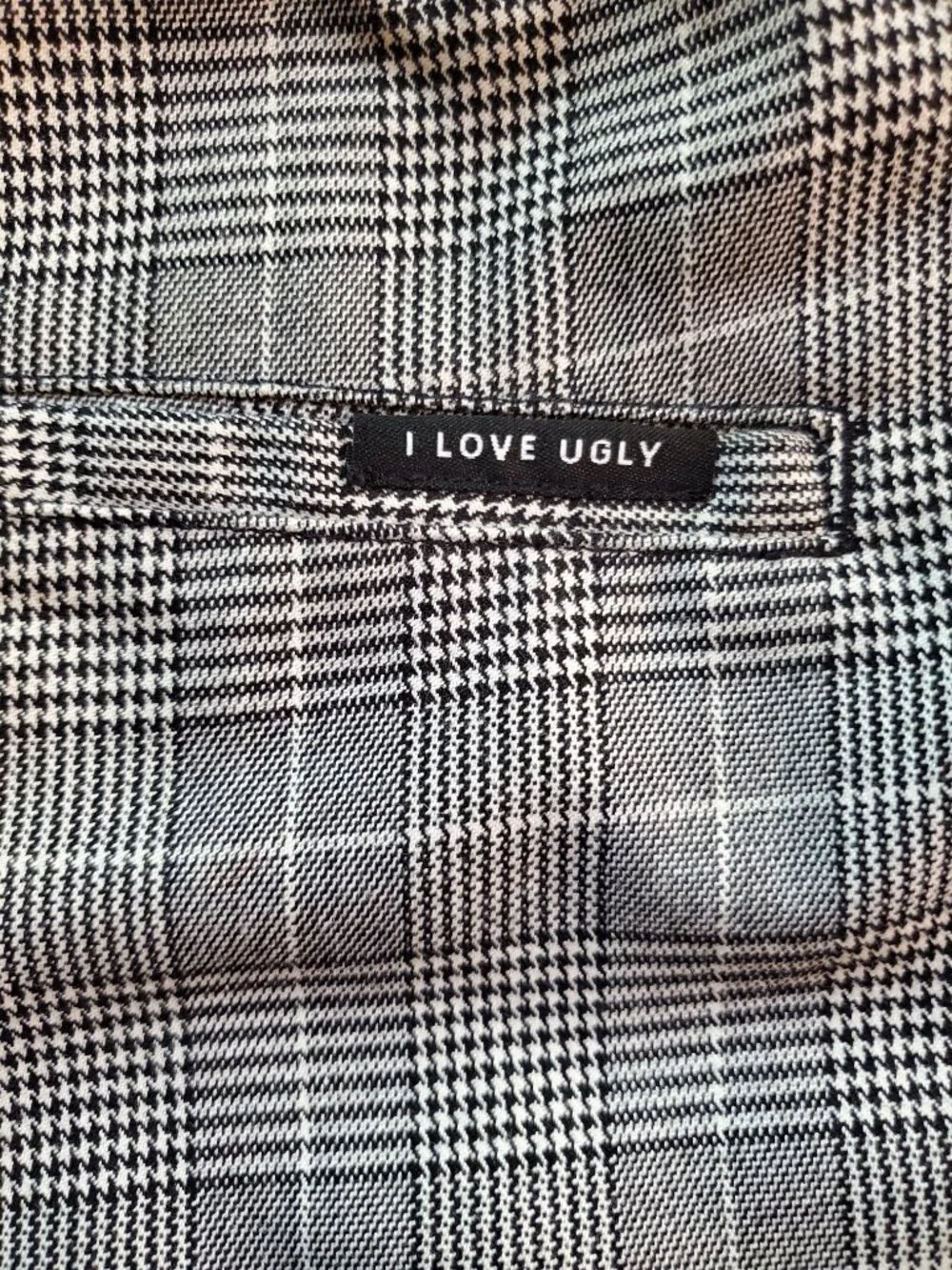 I LOVE UGLY SZ L Mens Anton Track Pant Black Check Plaid Crop-Leg